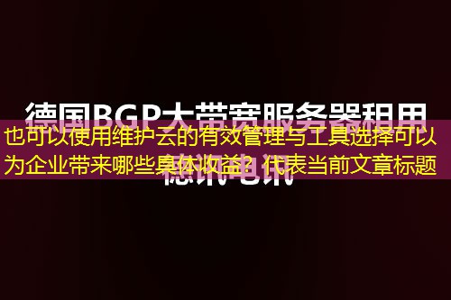 维护云的有效管理与工具选择可以为企业带来哪些具体收益？